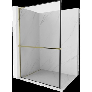 Mexen Kioto+ L душ панел с рафт Walk-in 80 x 200 см, черна рамка, златна - 800-080-123-50-70 (800-080-123-50-70)