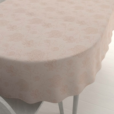 Biante Teflonový oválný ubrus TF-129 Hnědé květované ornamenty na šedobéžovém 80x120 cm