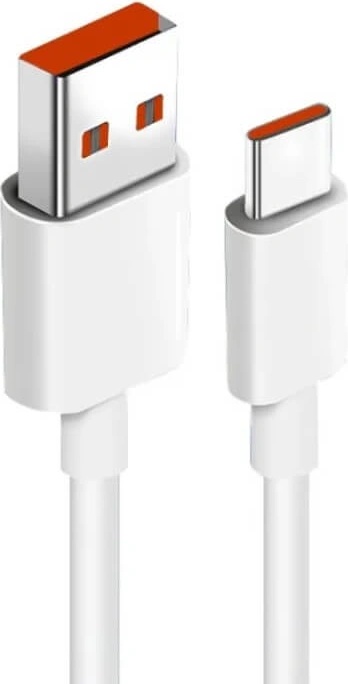 Xiaomi Оригинален USB-C Кабел за Xiaomi с Бързо Зареждане 3A 1m, Бял-Оранжев (Bulk) (b23230007)