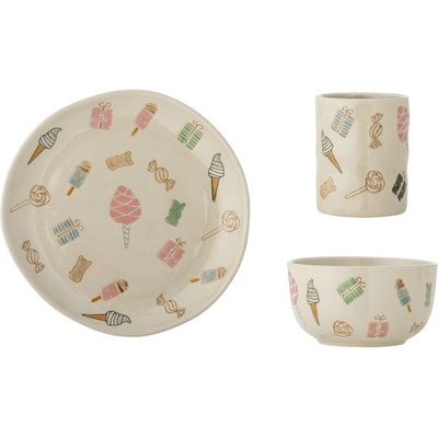 Глинен детски комплект за хранене 3 бр. Sweets - Bloomingville Mini (82062684)