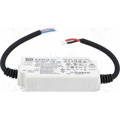 MEAN WELL XLN-25-12 Napájecí zdroj: spínaný; LED; 25W; 12VDC; 0÷2,1A; 100÷305VAC; IP67