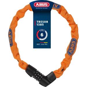 ABUS chain lock Tresor 1385/75 Neon - combination lock made of hardened steel - 6 mm thick square chain - ABUS security level 6 - 75 cm - orange - 71264 (71264)
