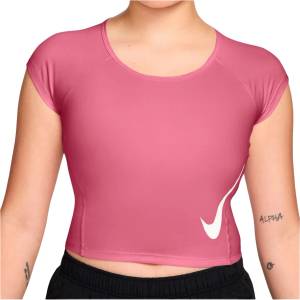 Nike Дамска тениска Nike Women's Swoosh Run Dri-FIT S/S Running Top Running shirt - Peony / Photon Dust / Reflective Silver / White (916-7172-0111)