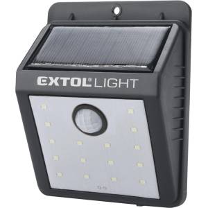 Extol LED светлина в нощен режим на готовност, 0, 4 W, 16 LED; 120 Lm, соларен панел + сензор, литиево-йонна батерия, 1200 mAh, възможност за монтиране на стена