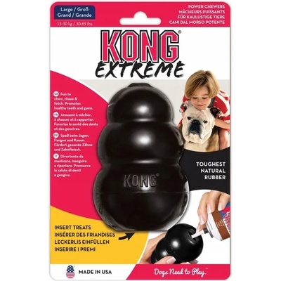 KONG Extreme Medium - Гумена кучешка играчка за дъвчене с място за поставяне на лакомство 8.5 см. черна
