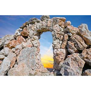 DIMEX ART Флизелинов фототапет прозорец в скалата 375 x 250 см