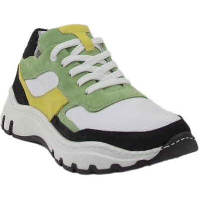 Български обувки Дамски маратонки в бежово, зелено и черно 0223-003