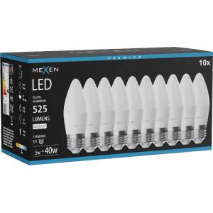 Mexen Nova 10x LED крушка E27, C37, 5W, Неутрална - 4000K, 525 lm - L102-E27-0540-01x10 (L102-E27-0540-01x10)