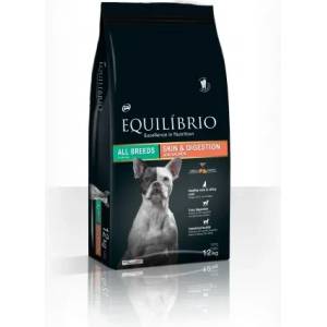 Equilibrio Adult Dog Skin and Digestion With Salmon All Breeds - Пълноценна храна за израснали кучета със сьомга за сияйна кожа и добро храносмилане 12 кг - zoogard
