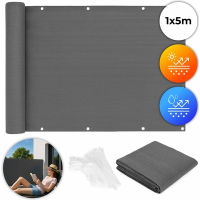MultiGarden Tieniaca sieť na balkón s príslušenstvom 100x500 cm sivá