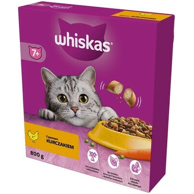 WHISKAS Senior krmivo s lahodným kuracím mäsom 0,8 kg