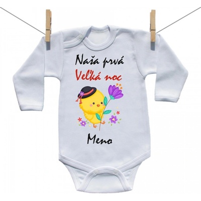 Boodyy Body s dlhým rukávom Naša prvá Veľká noc s menom Chlapec