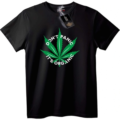 NOONEBRAND Тениска Без паника, органично е - 2XL, Black