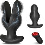 SuperLove E-Stim Expanding Vibrating Butt Plug with Remote Black