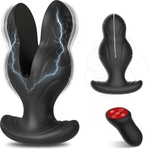 SuperLove E-Stim Expanding Vibrating Butt Plug with Remote Black