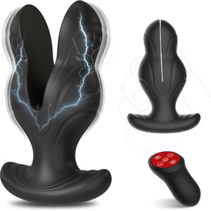 SuperLove E-Stim Expanding Vibrating Butt Plug with Remote Black