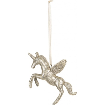 Clayre & Eef Závěsná zlatá ozdoba Jednorožec 10*2*7 cm