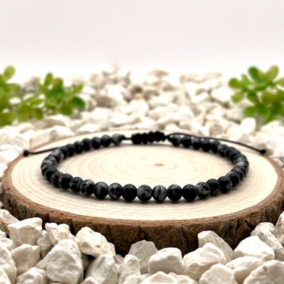 Certom Provázkový náramek Obsidián vločkový 0327