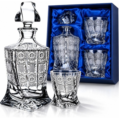 Crystalite Bohemia Whisky set Bohemia Crystal Quadro karafa + 2 sklenice brus Klasik 340 ml