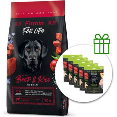 Fitmin dog For Life Beef & Rice 12 kg + 5x Fitmin For Life Rings БЕЗПЛАТНО