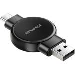 Awei Настолно зарядно устройство USB+Type-C 2, 5 W, зарядно устройство за часовници Samsung и Apple Watch, ЧЕРНО W26 (W26)