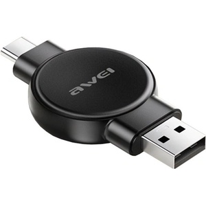 Awei Настолно зарядно устройство USB+Type-C 2, 5 W, зарядно устройство за часовници Samsung и Apple Watch, ЧЕРНО W26 (W26)