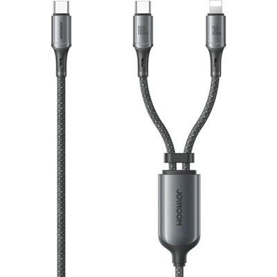 Joyroom S-A57 2v1 opletený nabíjecí a datový USB-C na USB-C / Lightning 1,5m šedý