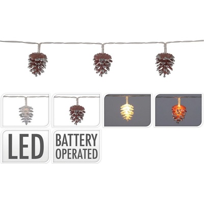 OEM Vánoční LED řetěz borová šiška 0,9 m 10 LED teplá bílá 386625