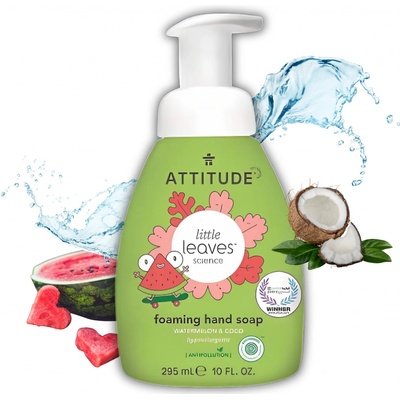 Attitude Little leaves detské penivé mydlo na ruky s vôňou melónu a kokosu 295 ml