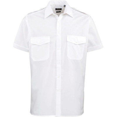 Premier Workwear pánská pilotní košile s krátkým rukávem PR212 white