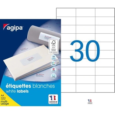 Etikety univerzálne 70x29,7mm Agipa A4 100 hárkov