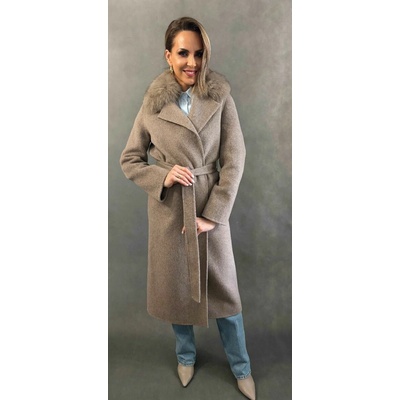 Max Original Leather Vlnený kabát s kožušinou 240438A brown