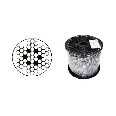Lano nerezové, ocel A4 DIN3055 (7×7) v PVC 4/5mm nerez A4, červené (cívka (100m))