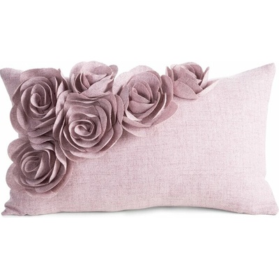 Takoy Povlak na polštář 30x50 cm růžový s přírodní vazbou a 3D růžemi FLORES 7-HF-485305 | 30 x 50 cm