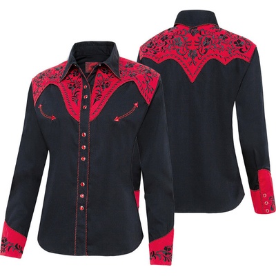 Stars & Stripes Košile westernová Dolly dámská black red – Zboží Dáma