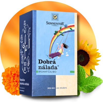Sonnentor Bio Dobrá nálada Bio porcovaný bylinný čaj 18 x 1,5 g – Zboží Dáma