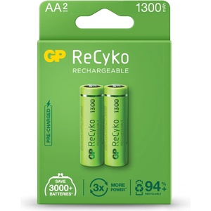 GP Batteries Акумулаторна Батерия R6 AA 130AAHC-EB2 1300mAh NiMH 2 бр. в опаковка GP (GP-BR-130AAHC-EB2) - topmall