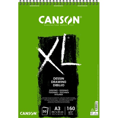 Canson XL Drawing Skicár v krúžkovej väzbe A3 160g 50 listov