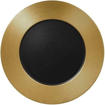 RAK Porcelain Metalfusion talíř mělký zdobený 33 cm černozlatý RAK-MFEVFP33GB