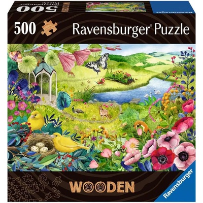 Ravensburger Дървен пъзел Ravensburger от 500 части - Дива градина (17513)