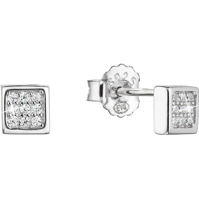 Evolution Group strieborné náušnice kôstky kosoštvorec biele zirkóny 11412.1