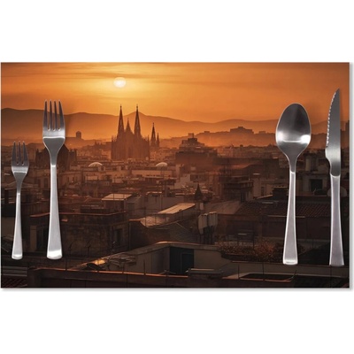 Sablio Prestieranie Barcelona Night Skyline 40x30cm