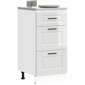 vidaXL Кухненски шкаф "Porto" с висок гланц, бяло, инженерно дърво (854222)