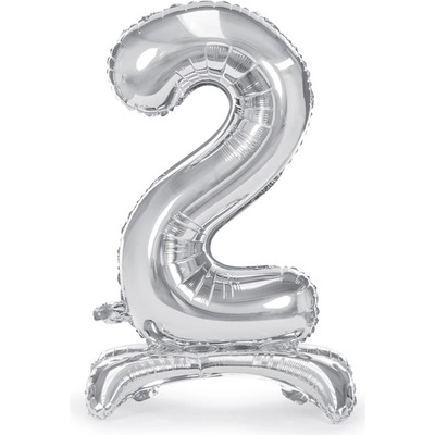 Balónek fóliový číslo 2 stříbrný stojící 70 cm
