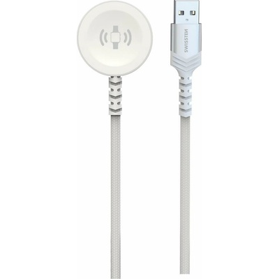 Swissten 22065501 OPLETENÝ MAGNETICKÝ PRO APPLE WATCH KOVOVÝ, USB-A, 1,2m, bílý