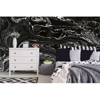 DIMEX ART s. r. o Самозалепваща се флизелинова фототапета абстрактна текстура от черен мрамор 375 x 250 см