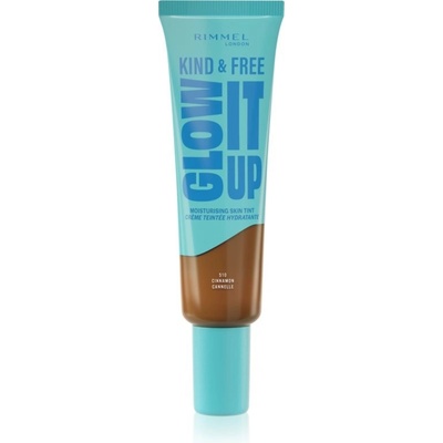 Rimmel London Kind & Free Glow It Up Moisturising Skin Tint hydratační make-up pro citlivou suchou a normální pleť 510 Cinnamon 30 ml