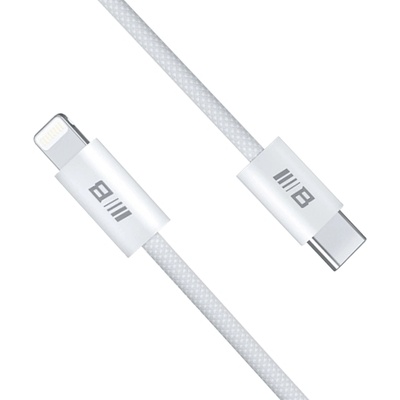 Blueo - Кабел за данни - Type-C към Lightning, бързо зареждане, оплетен, 2 м - Бял