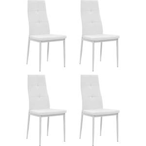 vidaXL Трапезни столове, 4 бр, бели, изкуствена кожа (246190)