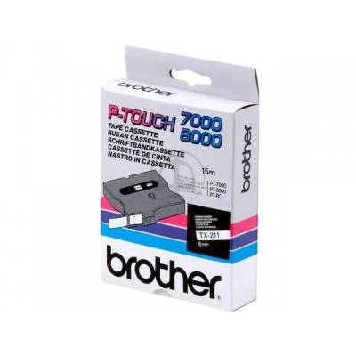 Brother TX-211 етикетна лента Черен на бял фон (TX211)